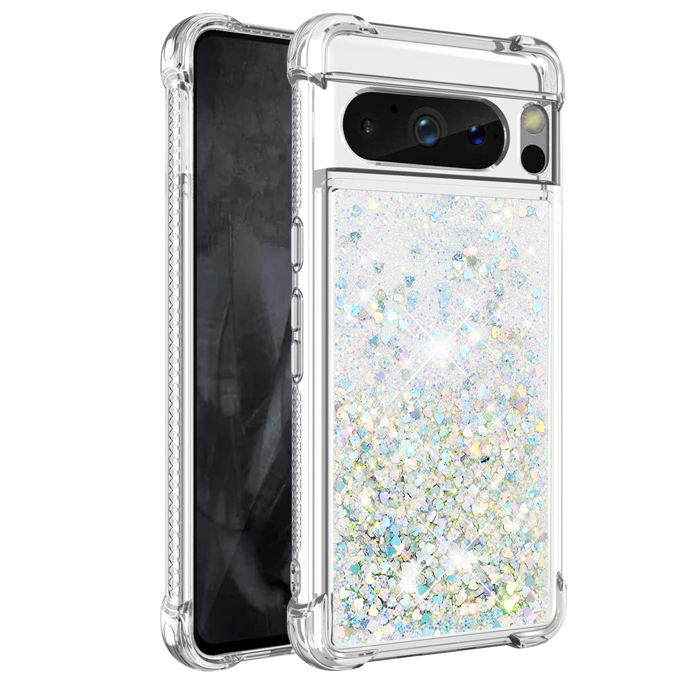 YB Quicksand Series-1 for Google Pixel 8 Pro Glitter Liquid Phone Case Transparent TPU Shockproof Cover
