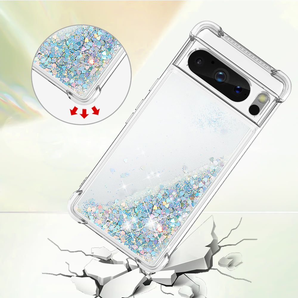 YB Quicksand Series-1 for Google Pixel 8 Pro Glitter Liquid Phone Case Transparent TPU Shockproof Cover