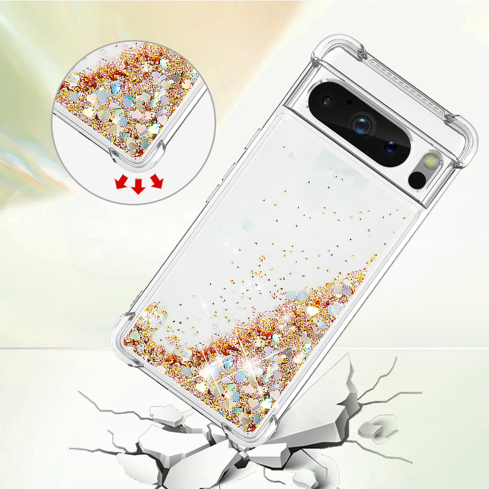 YB Quicksand Series-1 for Google Pixel 8 Pro Glitter Liquid Phone Case Transparent TPU Shockproof Cover