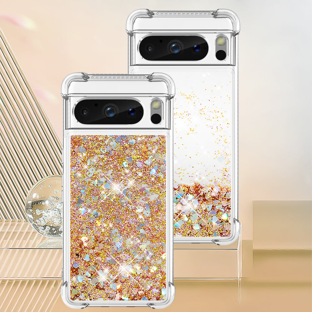 YB Quicksand Series-1 for Google Pixel 8 Pro Glitter Liquid Phone Case Transparent TPU Shockproof Cover