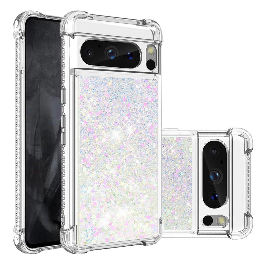 YB Quicksand Series-1 for Google Pixel 8 Pro Glitter Liquid Phone Case Transparent TPU Shockproof Cover