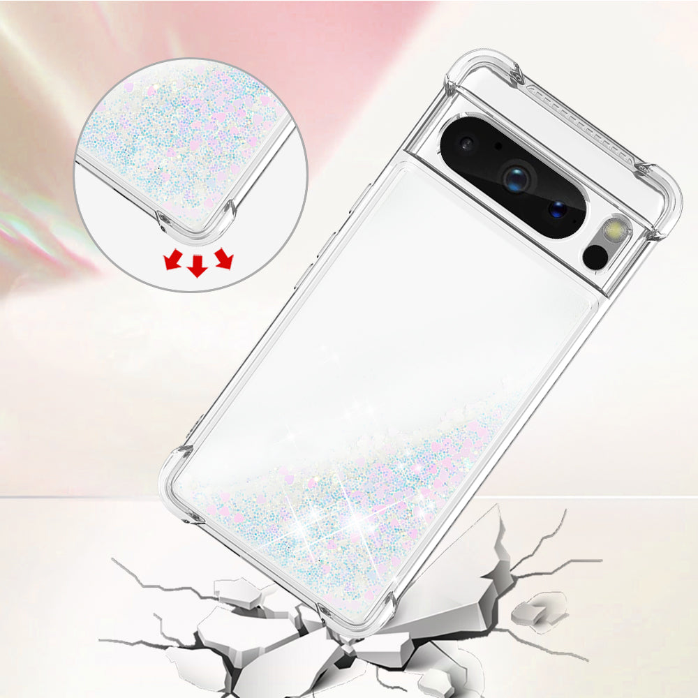YB Quicksand Series-1 for Google Pixel 8 Pro Glitter Liquid Phone Case Transparent TPU Shockproof Cover