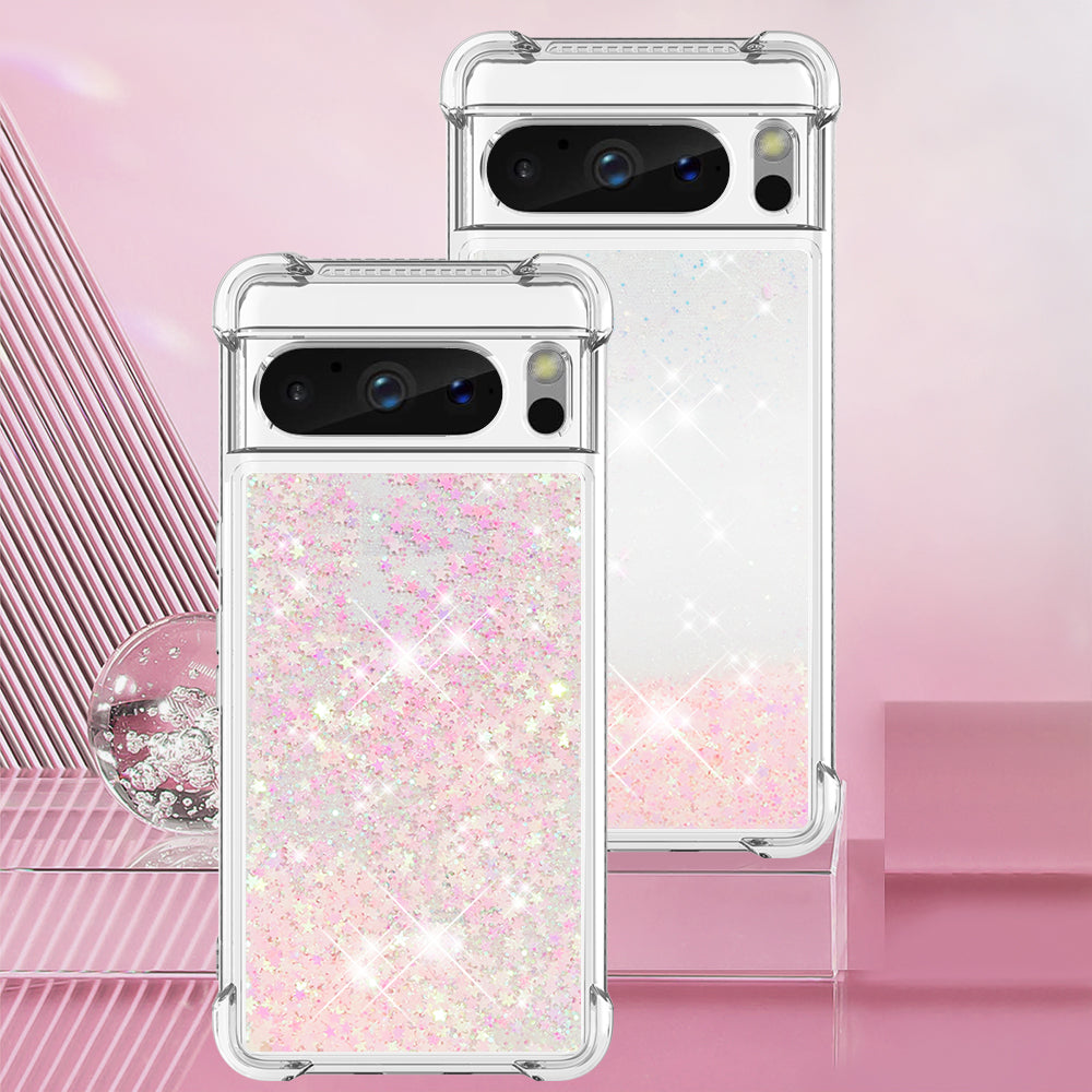 YB Quicksand Series-1 for Google Pixel 8 Pro Glitter Liquid Phone Case Transparent TPU Shockproof Cover