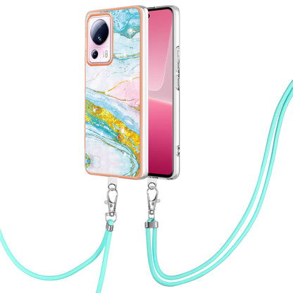 YB IMD Series-9 For Xiaomi 13 Lite / Civi 2 5G Electroplating TPU Cover Marble Pattern IMD Phone Case with Lanyard