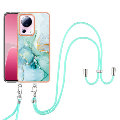 YB IMD Series-9 For Xiaomi 13 Lite / Civi 2 5G Electroplating TPU Cover Marble Pattern IMD Phone Case with Lanyard