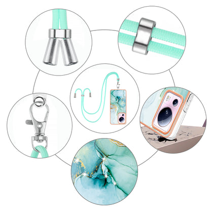 YB IMD Series-9 For Xiaomi 13 Lite / Civi 2 5G Electroplating TPU Cover Marble Pattern IMD Phone Case with Lanyard