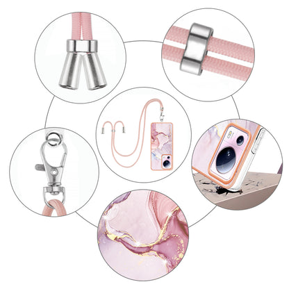 YB IMD Series-9 For Xiaomi 13 Lite / Civi 2 5G Electroplating TPU Cover Marble Pattern IMD Phone Case with Lanyard