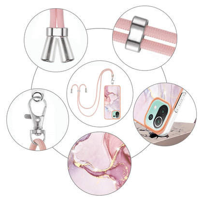 YB IMD Series-9 For Xiaomi 11 Lite 5G NE / Mi 11 Lite 4G / 5G Marble Pattern Case IMD Electroplated TPU Cover with Lanyard