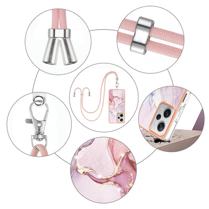 YB IMD Series-9 IMD TPU Phone Cover for Xiaomi Redmi Note 12 Pro+ 5G Electroplated Marble Pattern Phone Case with Lanyard