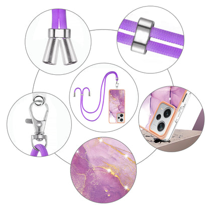 YB IMD Series-9 IMD TPU Phone Cover for Xiaomi Redmi Note 12 Pro+ 5G Electroplated Marble Pattern Phone Case with Lanyard