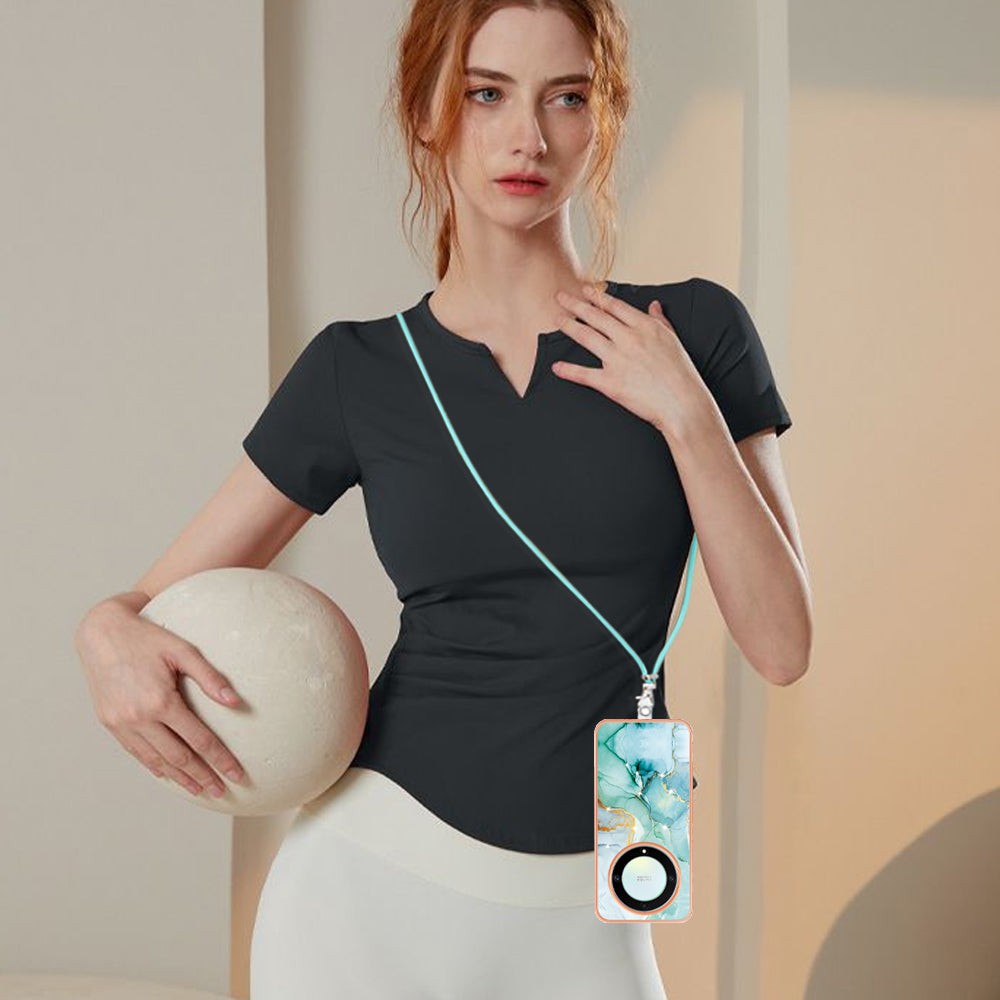 YB IMD Series-9 For Honor X40 5G / X9a 5G / Magic5 Lite 5G IMD Marble Pattern Phone Case Electroplating TPU Cover with Lanyard