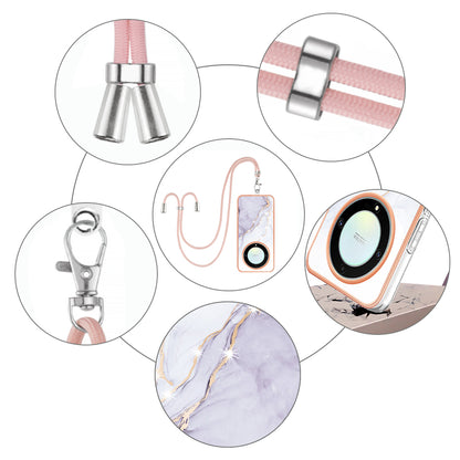 YB IMD Series-9 For Honor X40 5G / X9a 5G / Magic5 Lite 5G IMD Marble Pattern Phone Case Electroplating TPU Cover with Lanyard