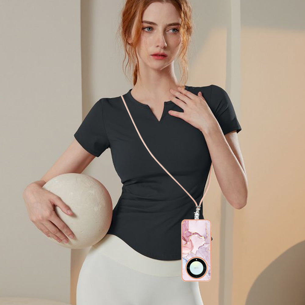 YB IMD Series-9 For Honor X40 5G / X9a 5G / Magic5 Lite 5G IMD Marble Pattern Phone Case Electroplating TPU Cover with Lanyard