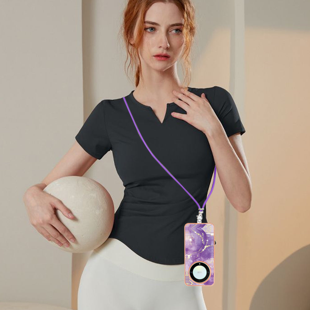 YB IMD Series-9 For Honor X40 5G / X9a 5G / Magic5 Lite 5G IMD Marble Pattern Phone Case Electroplating TPU Cover with Lanyard