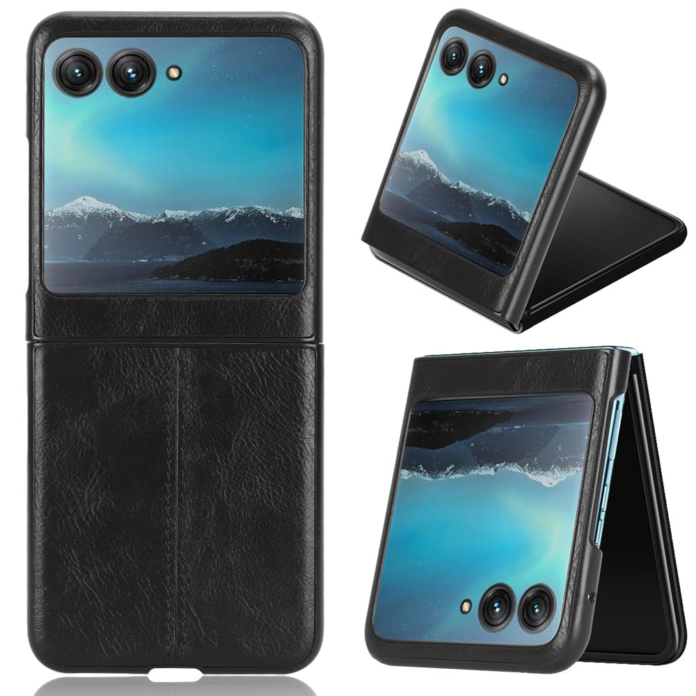 For Motorola Razr 40 Ultra 5G PU Leather + Hard PC Shell Stitching Lines Ultra Thin Phone Cover