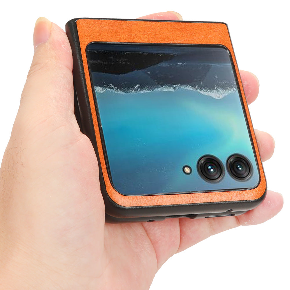 For Motorola Razr 40 Ultra 5G PU Leather + Hard PC Shell Stitching Lines Ultra Thin Phone Cover