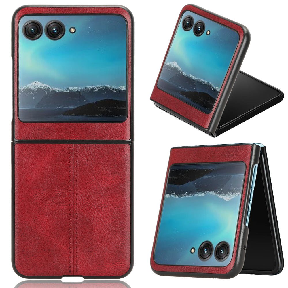 For Motorola Razr 40 Ultra 5G PU Leather + Hard PC Shell Stitching Lines Ultra Thin Phone Cover
