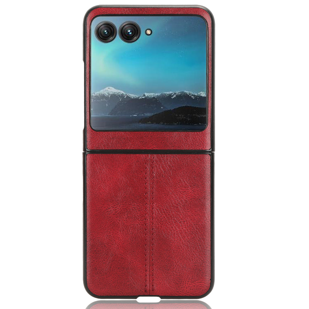 For Motorola Razr 40 Ultra 5G PU Leather + Hard PC Shell Stitching Lines Ultra Thin Phone Cover