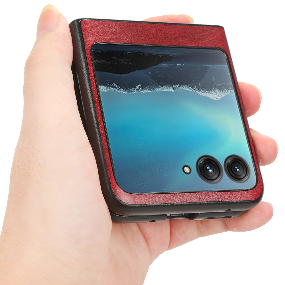 For Motorola Razr 40 Ultra 5G PU Leather + Hard PC Shell Stitching Lines Ultra Thin Phone Cover