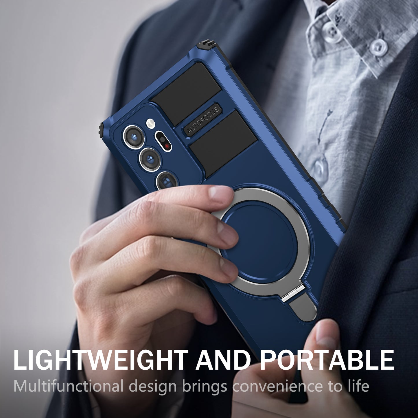 Magnetic Phone Case for Samsung Galaxy Note20 Ultra / Note20 Ultra 5G , Shockproof PC+TPU Kickstand Cover