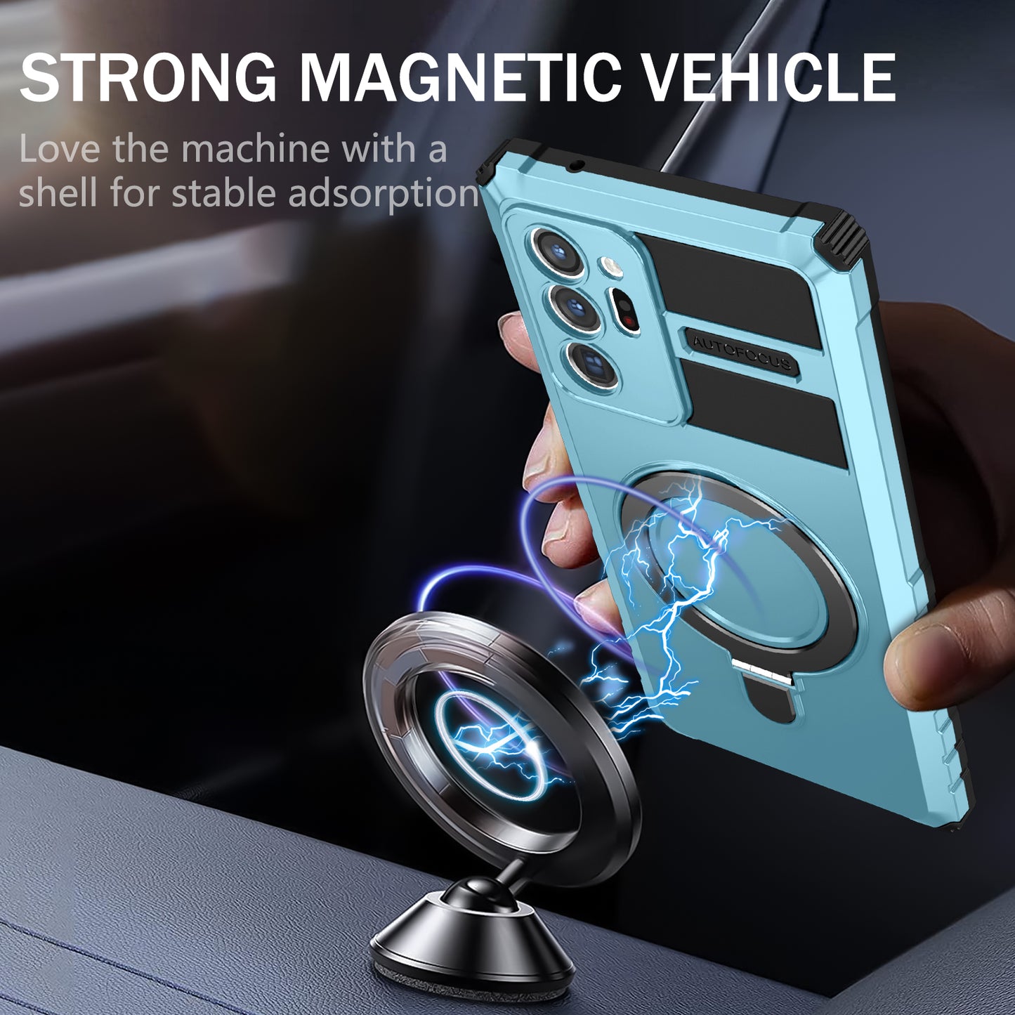 Magnetic Phone Case for Samsung Galaxy Note20 Ultra / Note20 Ultra 5G , Shockproof PC+TPU Kickstand Cover