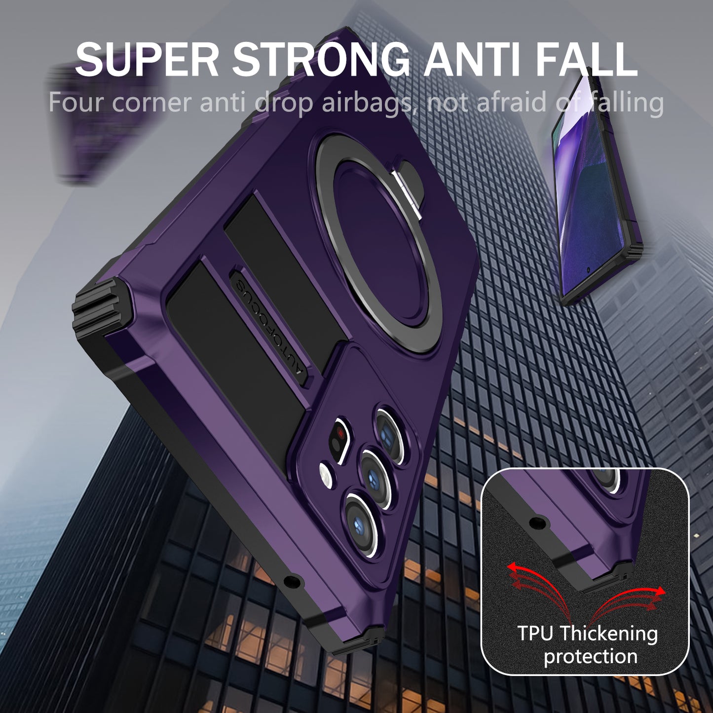 Magnetic Phone Case for Samsung Galaxy Note20 Ultra / Note20 Ultra 5G , Shockproof PC+TPU Kickstand Cover