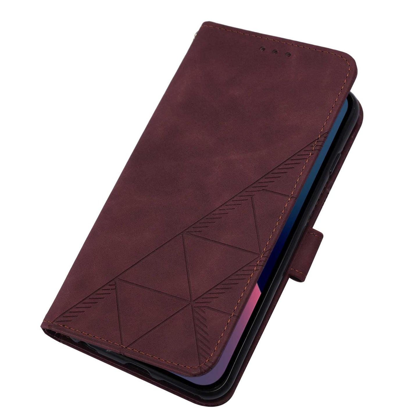 YB Imprinting Series-1 for iPhone 15 Pro Wallet Stand Leather Phone Cover Imprinted Phone Case with Hand Strap