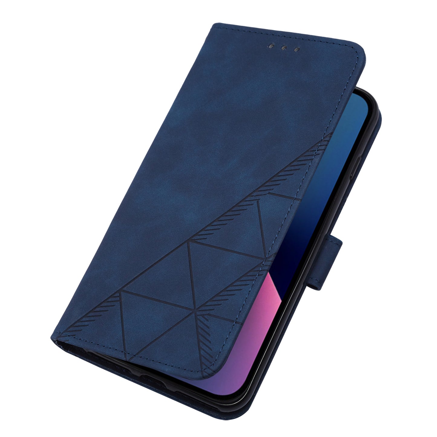 YB Imprinting Series-1 for iPhone 15 PU Leather Phone Case Imprinted Wallet Stand Cover with Hand Strap
