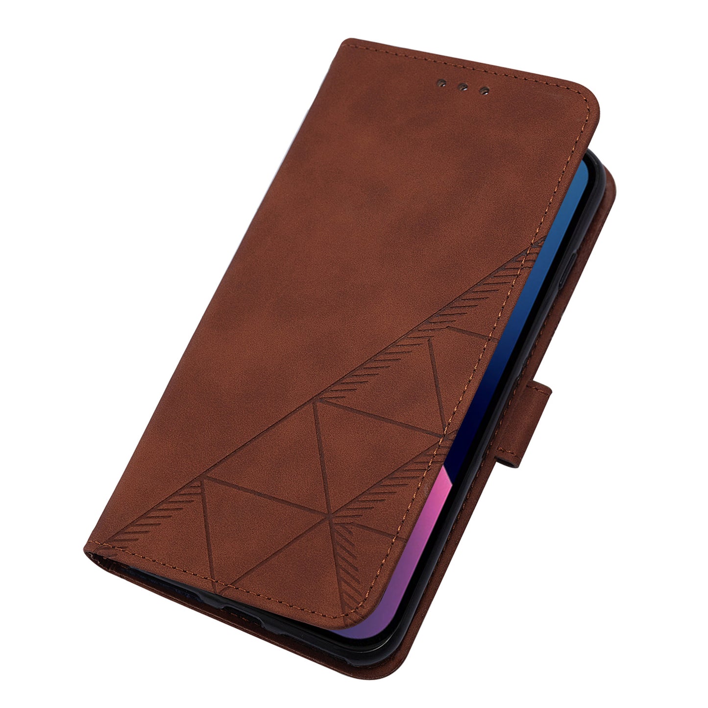 YB Imprinting Series-1 for iPhone 15 PU Leather Phone Case Imprinted Wallet Stand Cover with Hand Strap