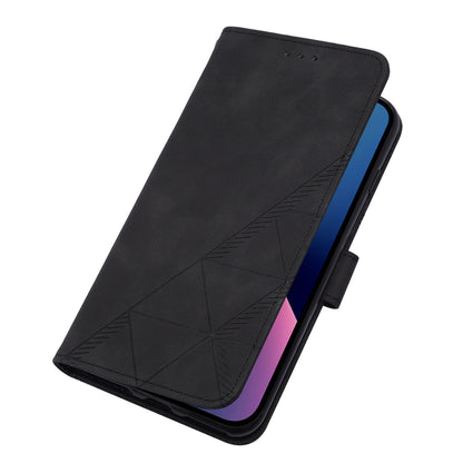 YB Imprinting Series-1 for iPhone 15 PU Leather Phone Case Imprinted Wallet Stand Cover with Hand Strap