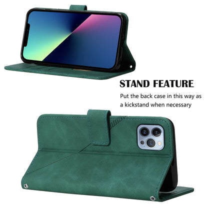 YB Imprinting Series-1 for iPhone 15 Pro Max PU Leather Phone Wallet Case Stand Imprinted Cover with Hand Strap