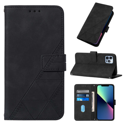 YB Imprinting Series-1 for iPhone 15 Pro Max PU Leather Phone Wallet Case Stand Imprinted Cover with Hand Strap