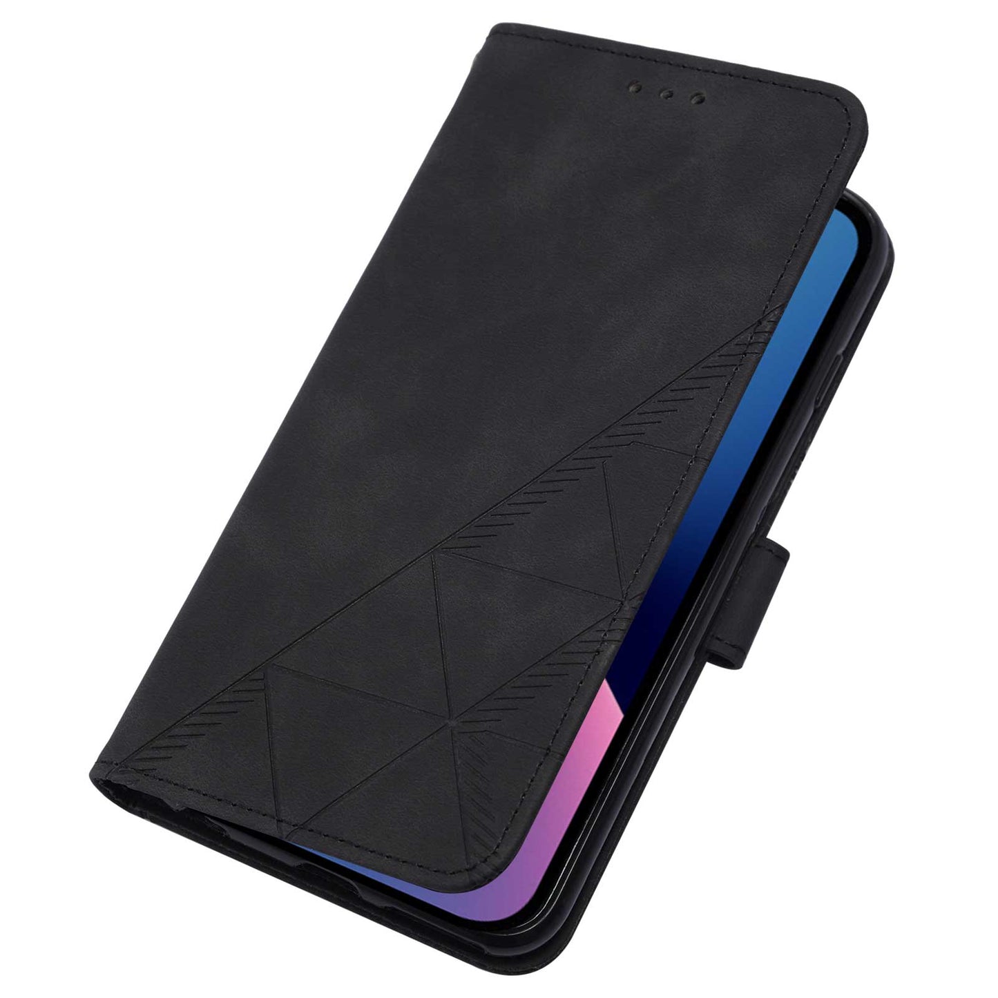 YB Imprinting Series-1 for iPhone 15 Pro Max PU Leather Phone Wallet Case Stand Imprinted Cover with Hand Strap