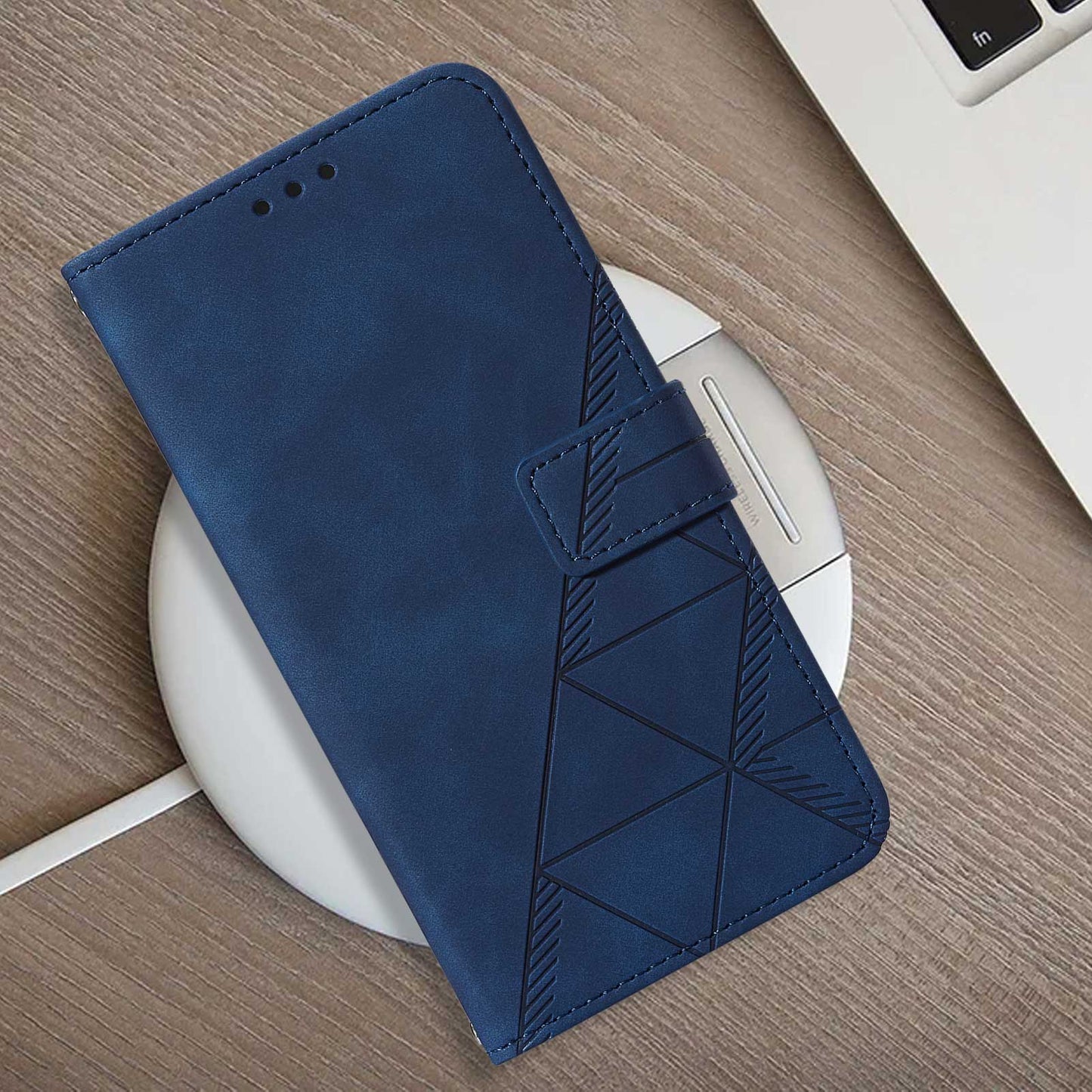 YB Imprinting Series-1 for iPhone 15 Pro Max PU Leather Phone Wallet Case Stand Imprinted Cover with Hand Strap