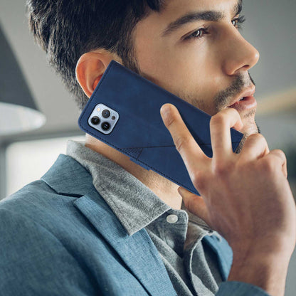 YB Imprinting Series-1 for iPhone 15 Pro Max PU Leather Phone Wallet Case Stand Imprinted Cover with Hand Strap