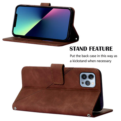 YB Imprinting Series-1 for iPhone 15 Pro Max PU Leather Phone Wallet Case Stand Imprinted Cover with Hand Strap