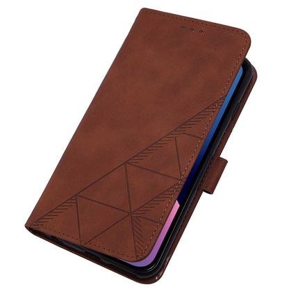 YB Imprinting Series-1 for iPhone 15 Pro Max PU Leather Phone Wallet Case Stand Imprinted Cover with Hand Strap