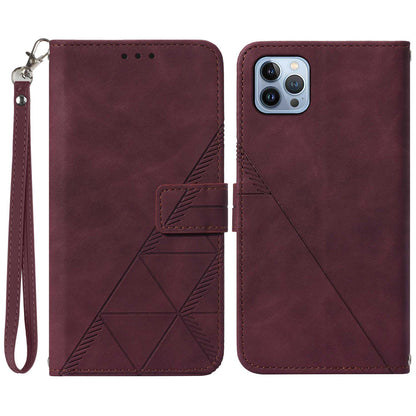 YB Imprinting Series-1 for iPhone 15 Pro Max PU Leather Phone Wallet Case Stand Imprinted Cover with Hand Strap