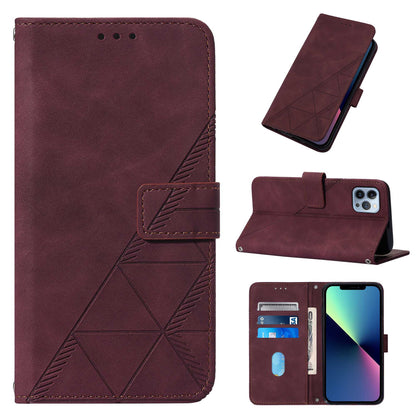 YB Imprinting Series-1 for iPhone 15 Pro Max PU Leather Phone Wallet Case Stand Imprinted Cover with Hand Strap