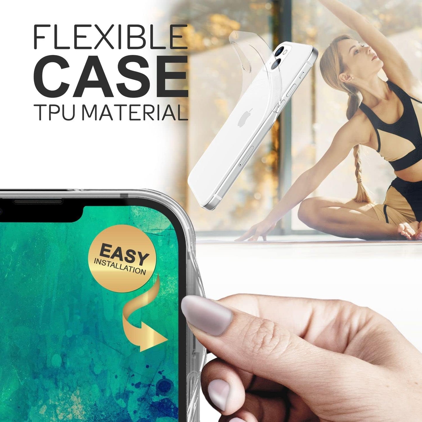 Anti-fingerprint Phone Cover for iPhone 15 Plus , Transparent Flexible TPU Phone Back Case