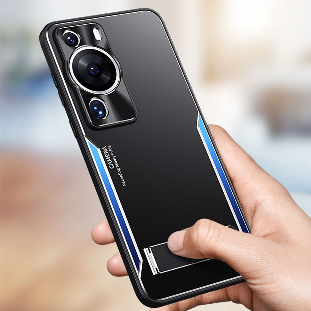 For Huawei P60 Pro Kickstand Phone Cover TPU + Aluminium Alloy Anti-drop Phone Case