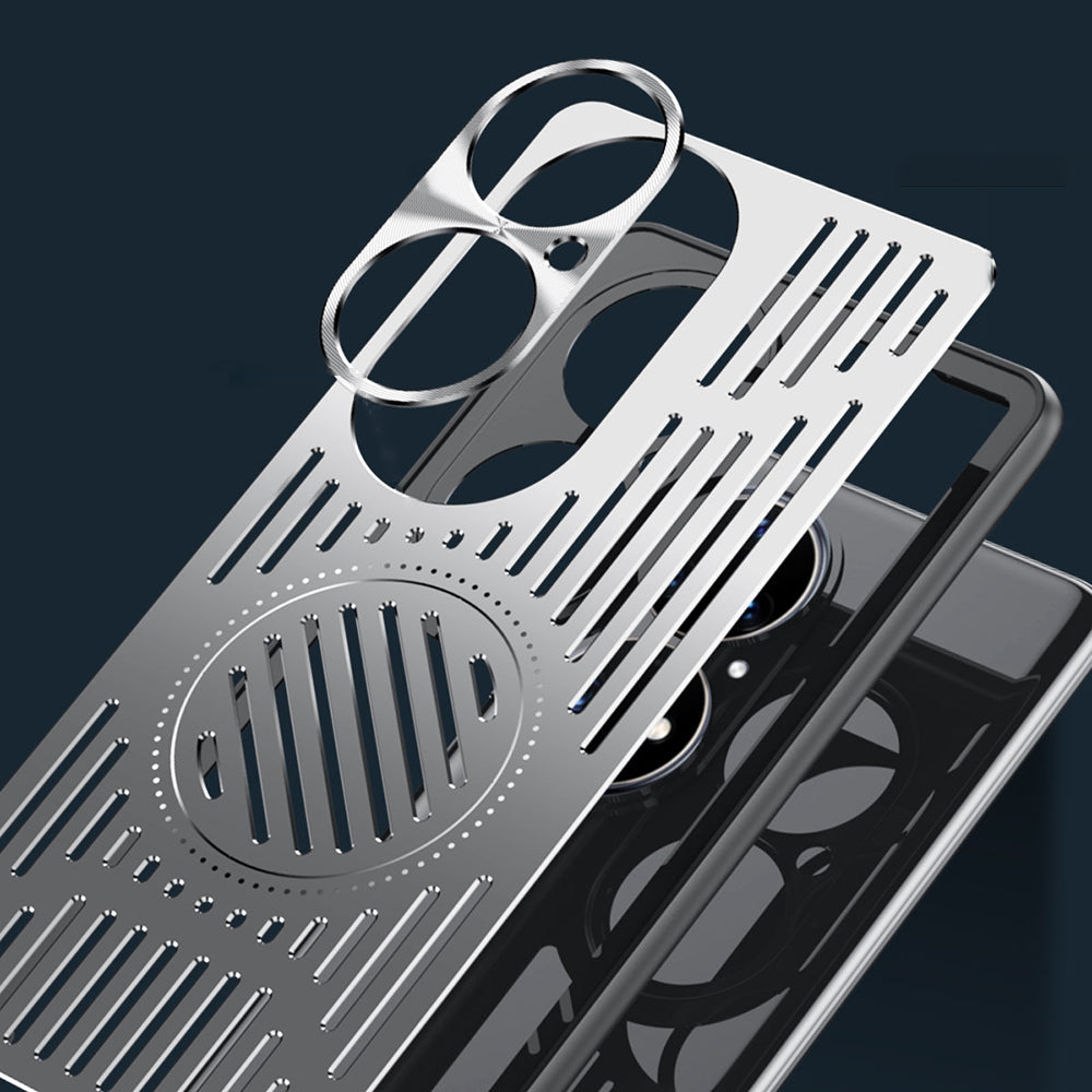 For Huawei P50 Pro 4G Magnetic Phone Case Hollow Heat Dissipation TPU + Aluminum Alloy Back Cover