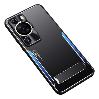 For Huawei P60 Folding Kickstand Phone Case TPU+Aluminium Alloy Anti-scratch Cover
