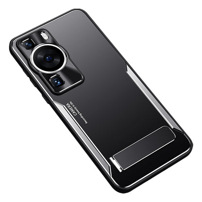 For Huawei P60 Folding Kickstand Phone Case TPU+Aluminium Alloy Anti-scratch Cover