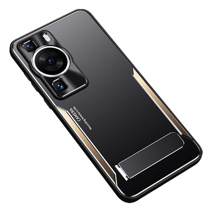 For Huawei P60 Folding Kickstand Phone Case TPU+Aluminium Alloy Anti-scratch Cover