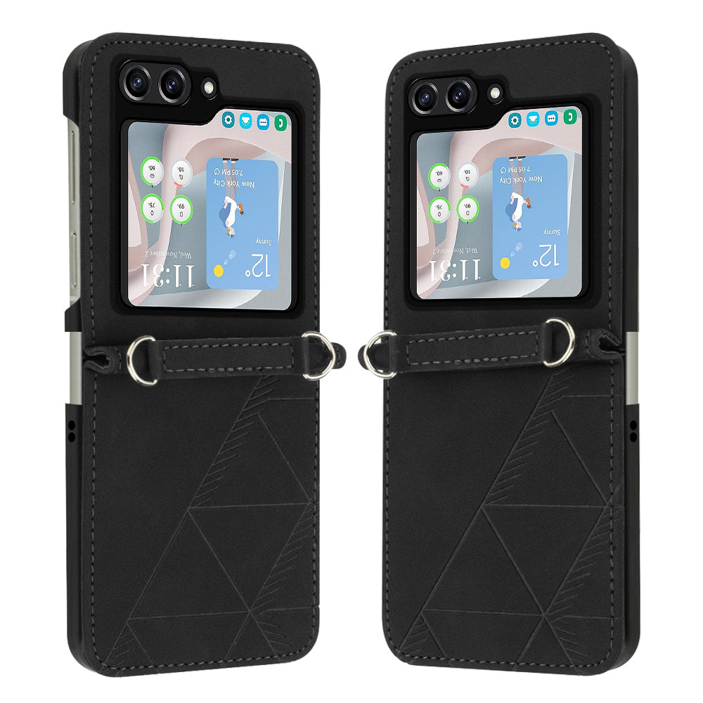 YB Imprinting Series-1 for Samsung Galaxy Z Flip5 5G PU Leather Phone Case Imprinted Phone Protective Cover