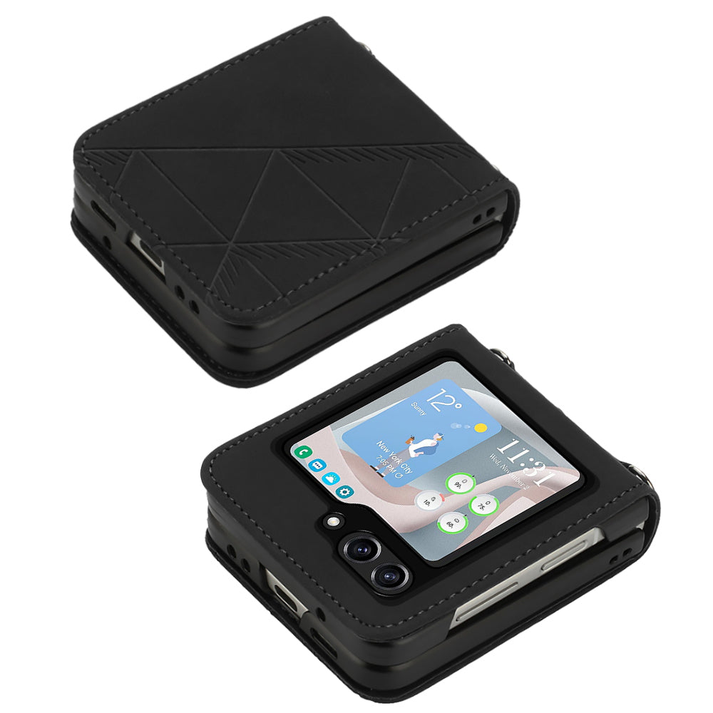 YB Imprinting Series-1 for Samsung Galaxy Z Flip5 5G PU Leather Phone Case Imprinted Phone Protective Cover