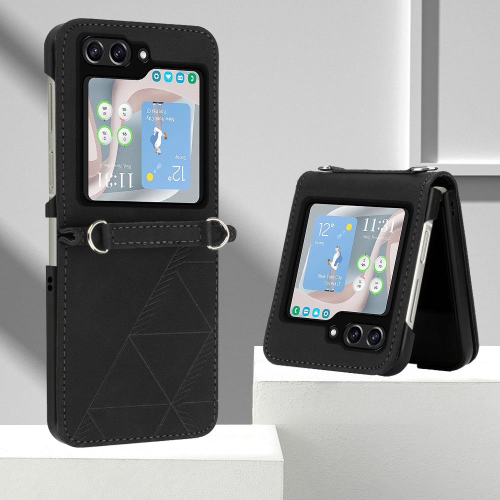 YB Imprinting Series-1 for Samsung Galaxy Z Flip5 5G PU Leather Phone Case Imprinted Phone Protective Cover