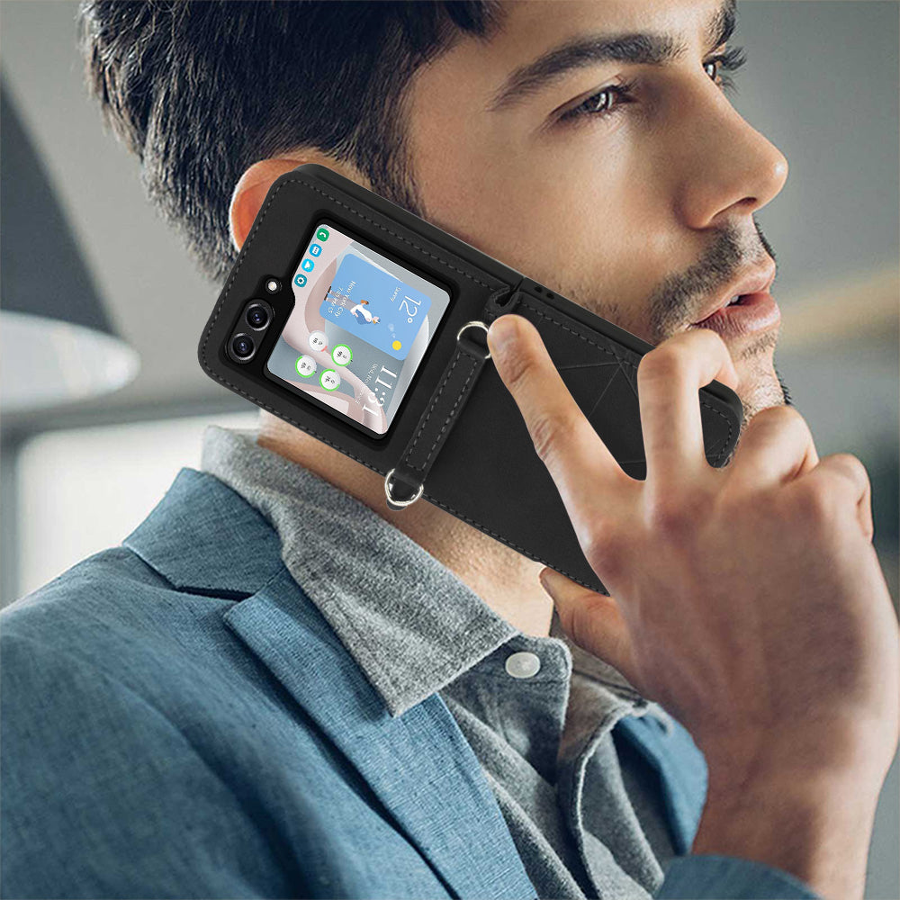 YB Imprinting Series-1 for Samsung Galaxy Z Flip5 5G PU Leather Phone Case Imprinted Phone Protective Cover