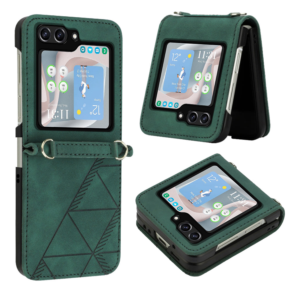 YB Imprinting Series-1 for Samsung Galaxy Z Flip5 5G PU Leather Phone Case Imprinted Phone Protective Cover